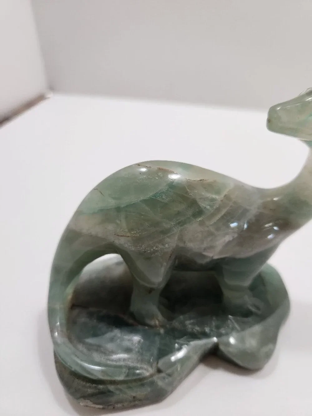 Hand Carved Fluorite or Aventurine Hand Carved Dinosaur Statue